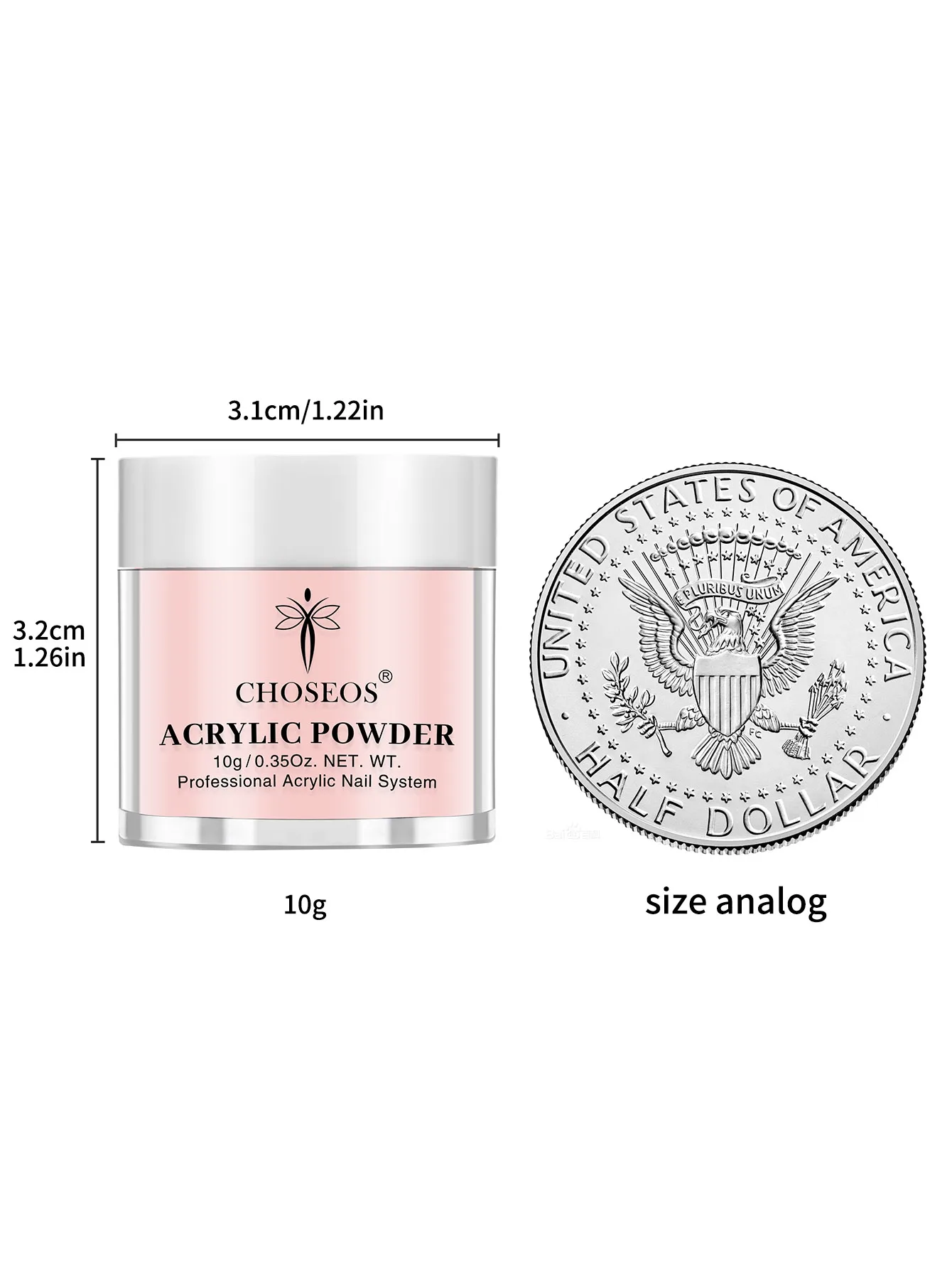 Zestaw CHOSEOS 36 kolorów akrylowych pudrów kryształowych, tworzy manicure salonowego jakości w domu, idealny dla początkujących i profesjonalistów.