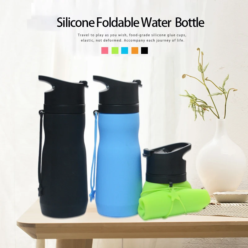 750ML Collapsible Water Bottle, Reuseable BPA Free Silicone Foldable Bottles Portable Hiking Cup For Outdoor Mountaineering Tour