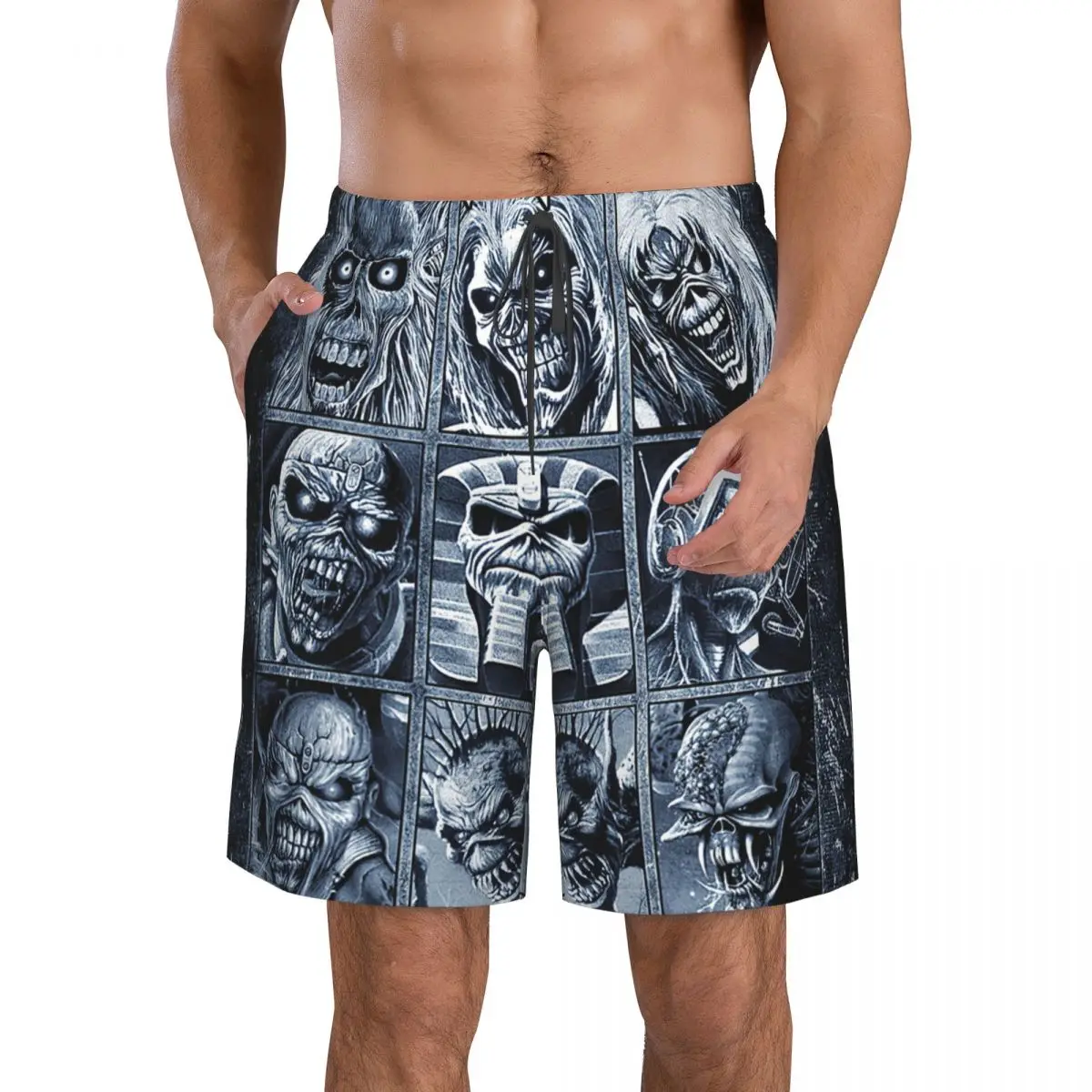 Heavy Metal Men's Beach Shorts Fitness Quick-drying Swimsuit Funny Street Fun 3D Shorts