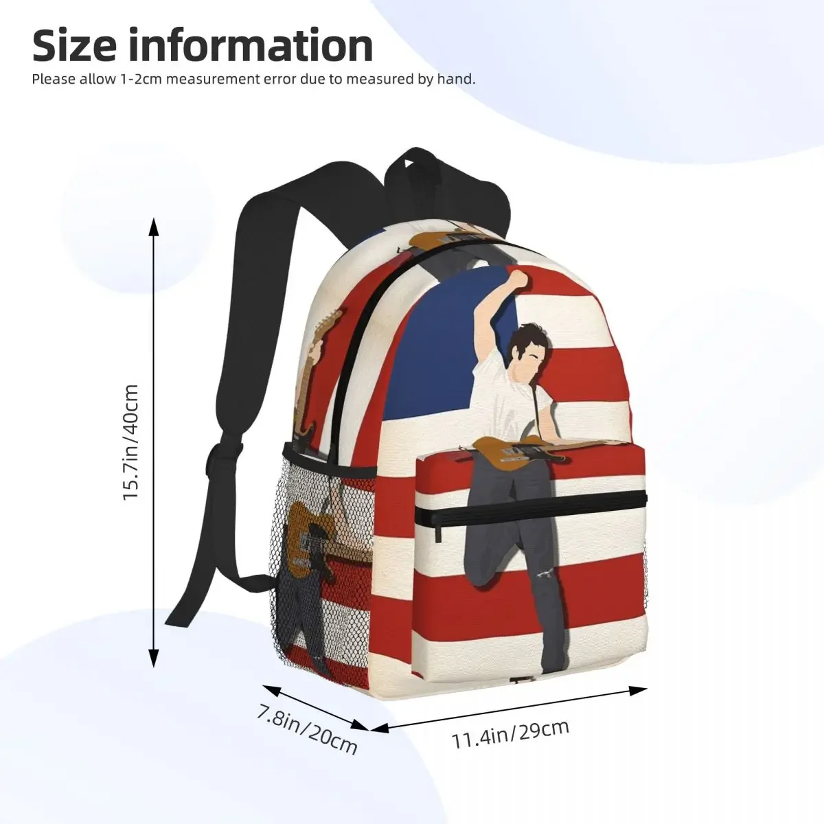 Bruce Springsteen Student Backpack School Bag Hiking Travel Daypack for Men Women Fashion Bookbag Shoulder Bags