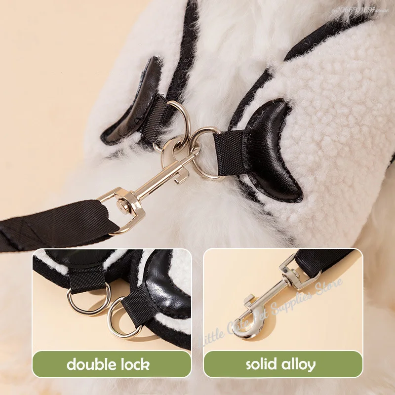 Puppy schattige dieren pluche Panda hondentuig en riem halsbandset en middelgrote hond Teddy Outdoor vest-stijl harnas hondenriem