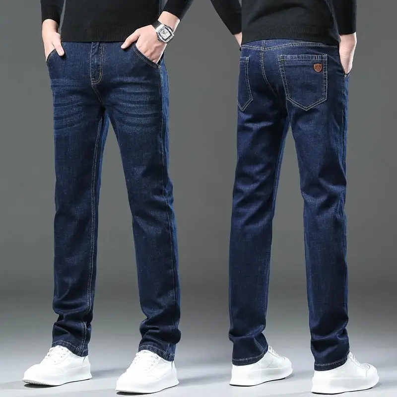

Busin Casual Loose Fit Straight Leg Thin Denim Jeans Men's Summer Dad Sle Spring Autumn Versatile mid Waist Long Pants
