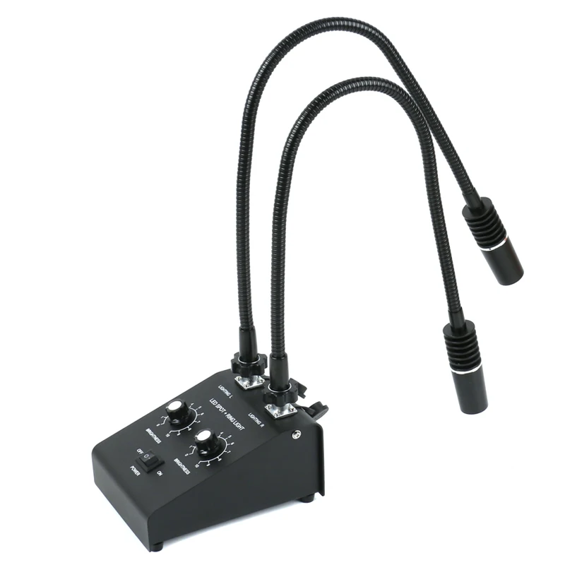 Microscope Adjustable Optical Fiber Cold Spot Light Gooseneck Double Lamp Spot Lighting Microscopy 60 LED Ring Light Illuminator