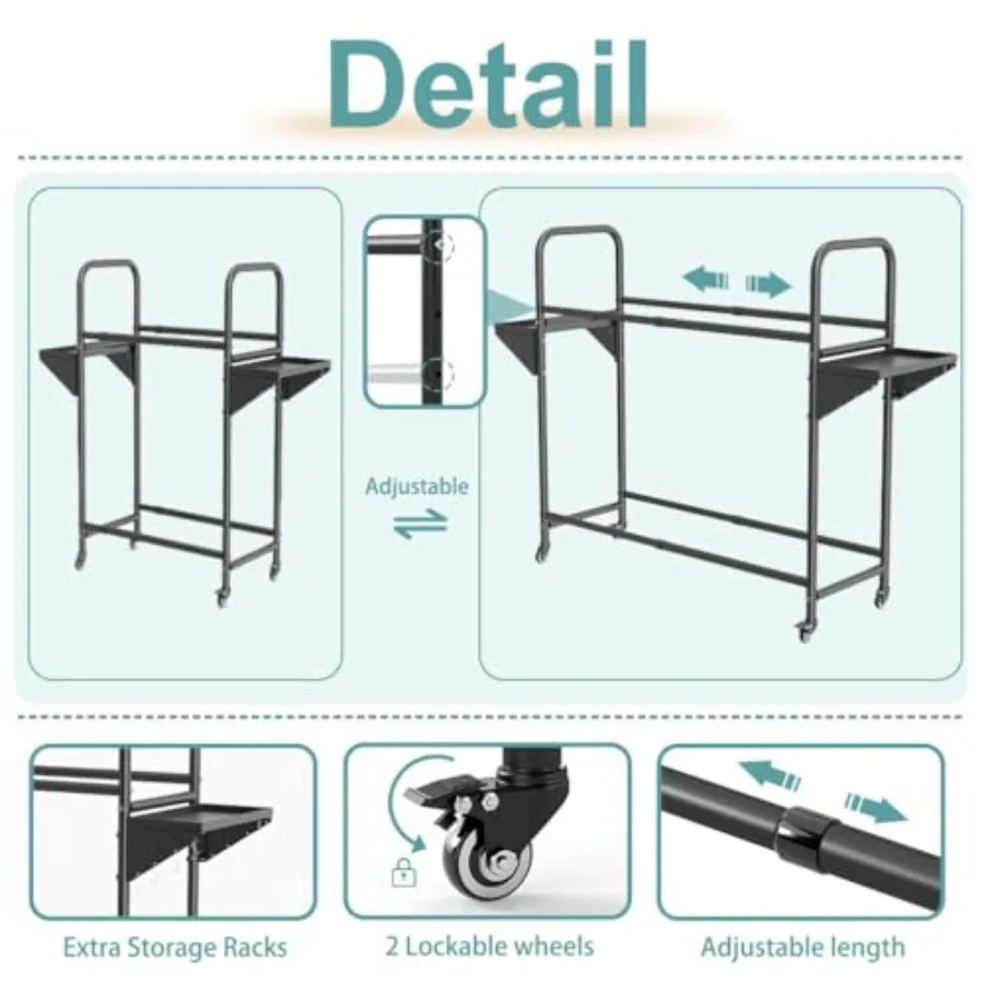 Garage tire storage rack, black steel pipe and ABS, adjustable 24.80-42.51'' x 15.35'' x 44.09'', includes 8 S hooks and 2 shel view 5