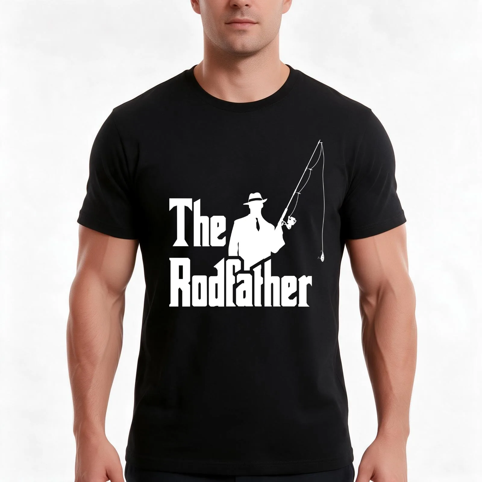 The Rodfather. Funny Fishing Tshirt for Fisherman T-Shirt Summer Casual Cotton Tee, Unisex Men Women