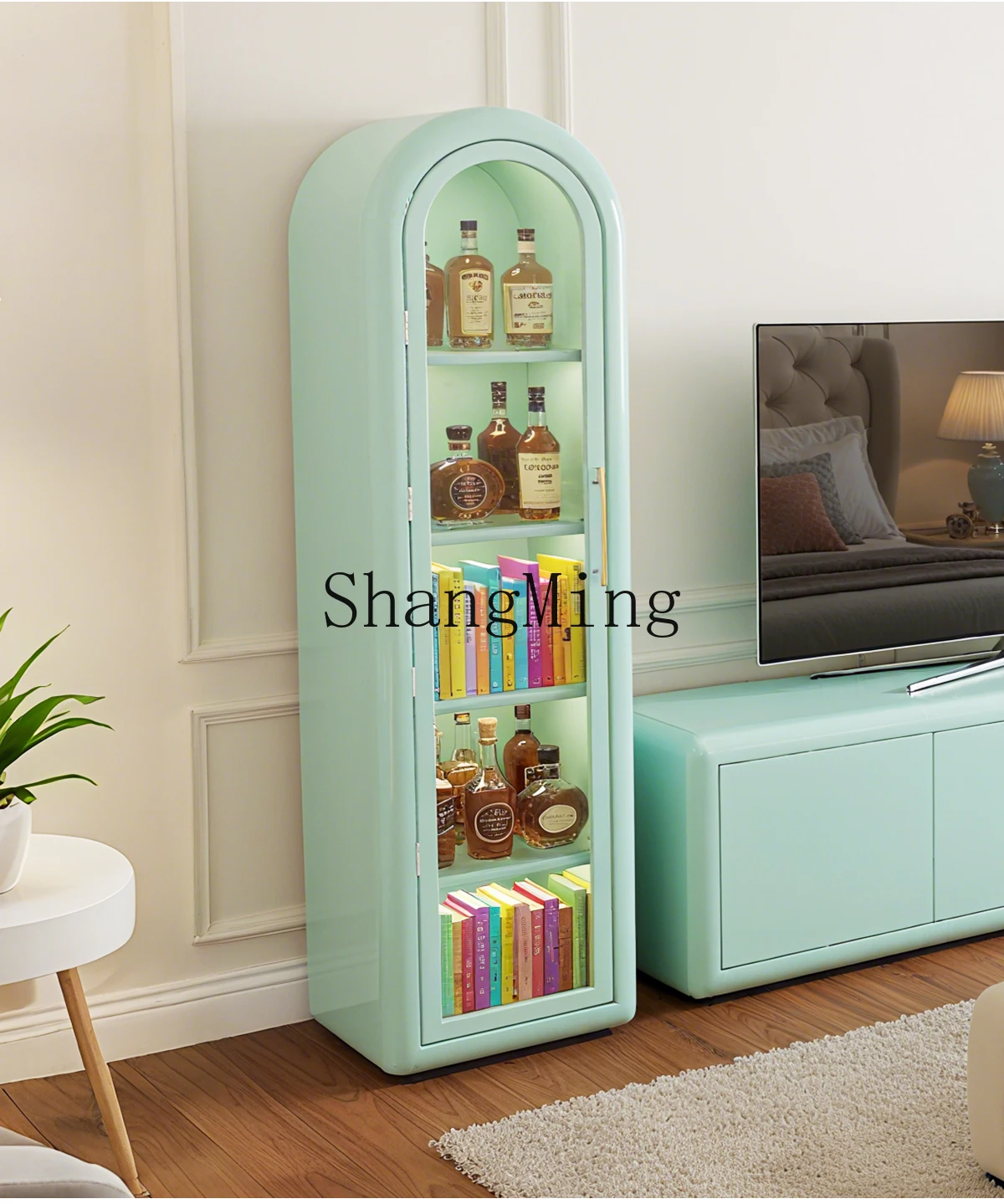 CL celebrity floor display living room TV side cabinet simple modern wind belt glass door cabinet Internet
