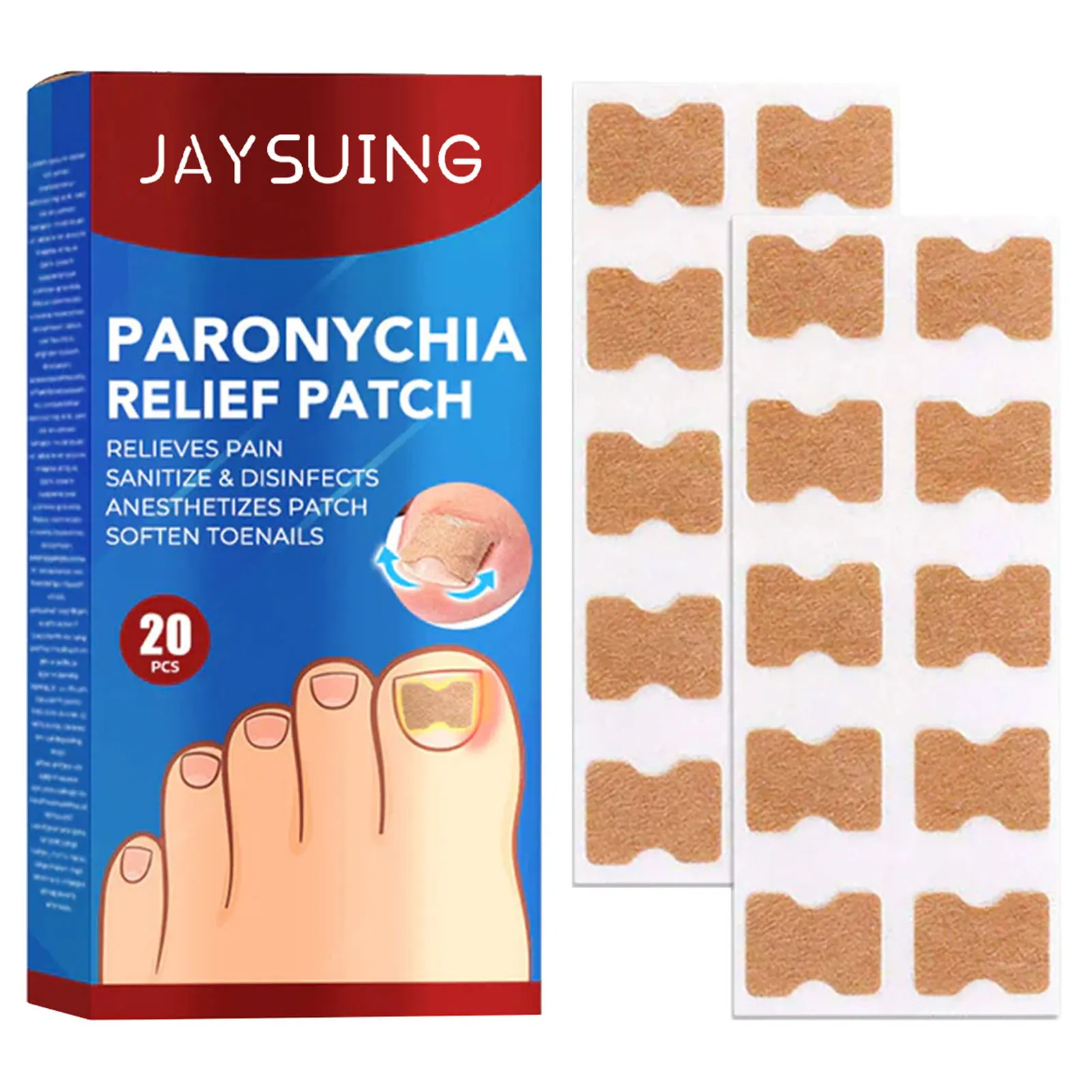 20pcs/box Nail Treatment Patch Anti Fungal Nail Correction Stickers Ingrown Toenail Care Paronychia Anti Infection Repair Patch