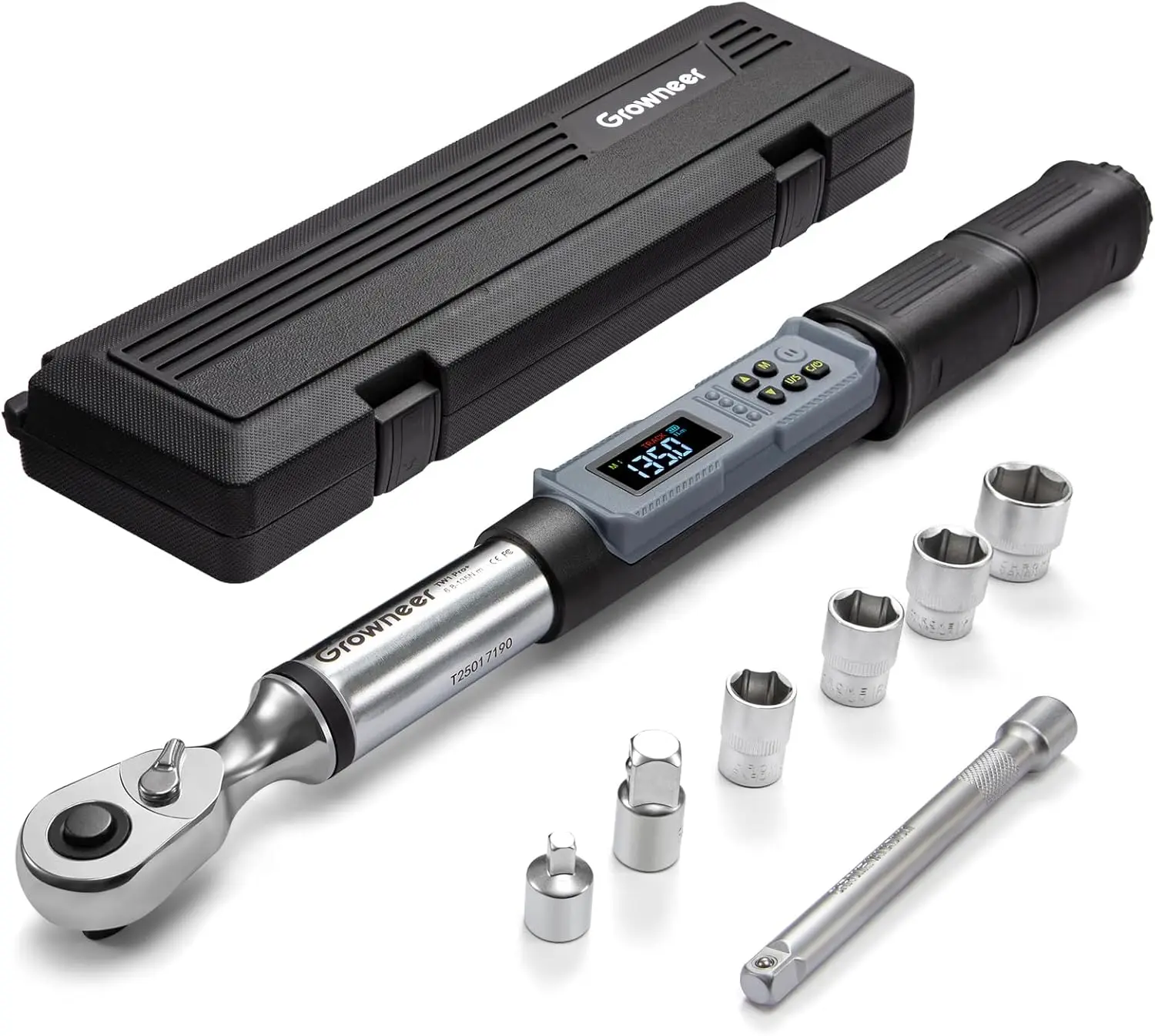 

Digital Torque Wrench, 5-99.6 Ft-lbs/6.8-135 Nm, 3/8'' Drive with Buzzer & LED Indicator for Auto Repair