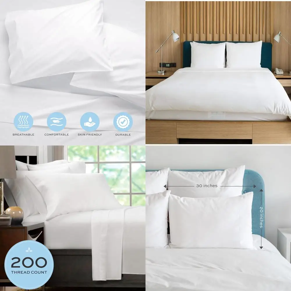 

Набор из 24 белых хлопковых наволочек премиум-класса, 20x30 дюймов, нить 180, двойная прошивка для долговечности.