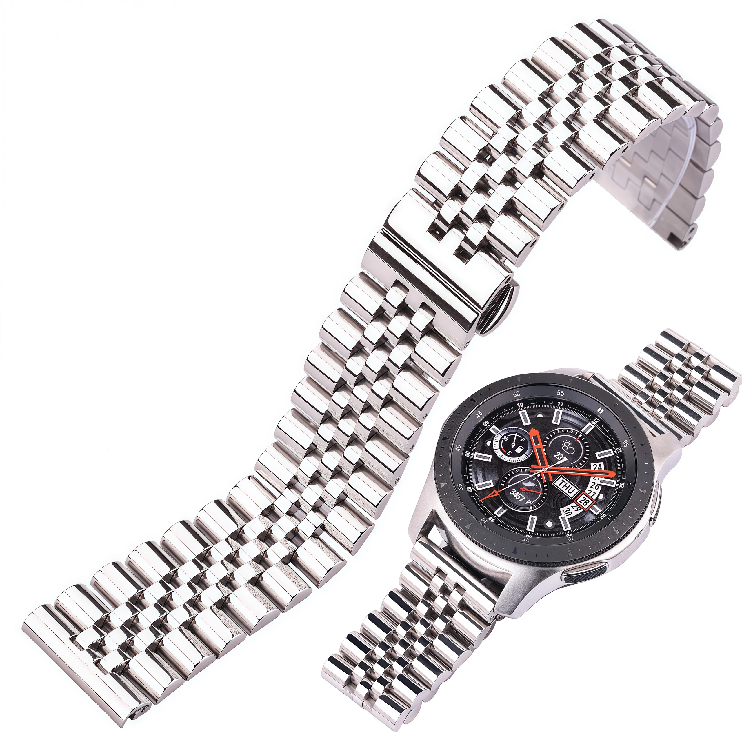 

Браслет для часов, серебристый полированный браслет из нержавеющей стали, аксессуары для часов 16 18 19 20 21 22 мм, твердый металлический ремешок на запястье
