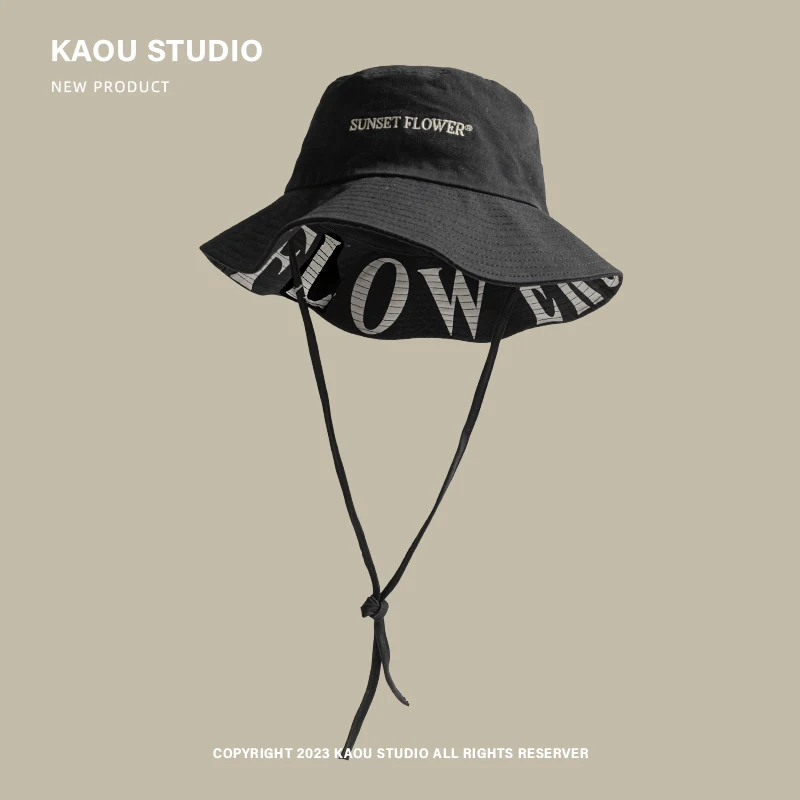 

Bucket hat men's and women's trendy brand letters shopping outing couple versatile sun hat