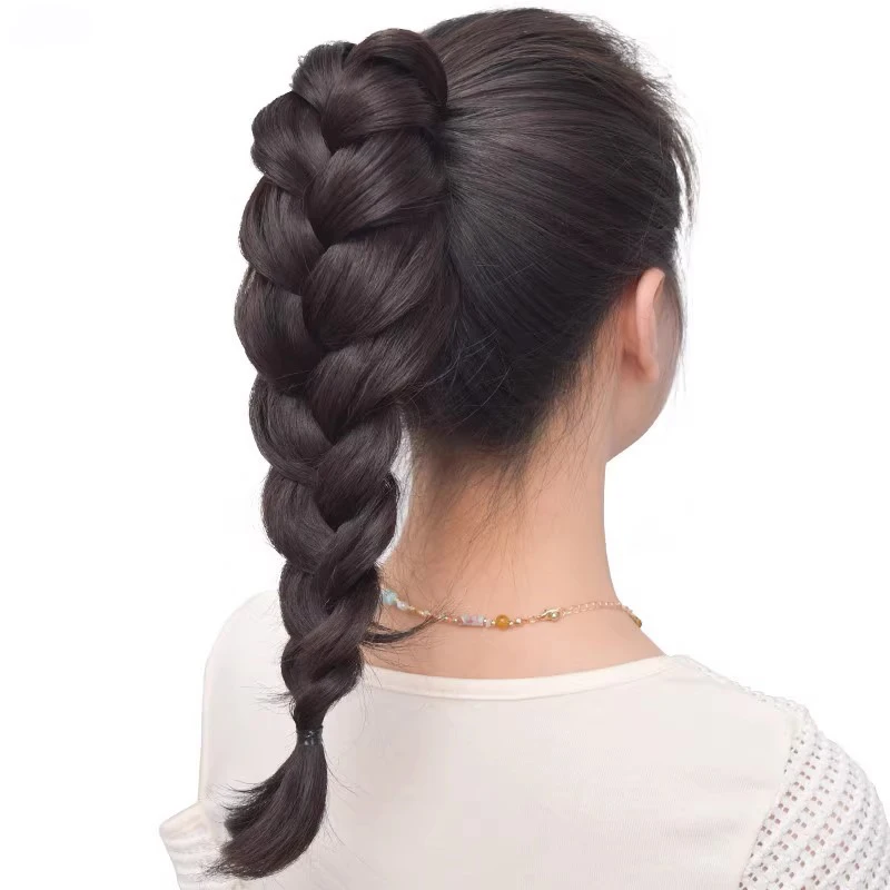 Synthetic Long Claw Clip In Braid Ponytail Hair Extensions Heat Resistant Pony Tail Hair piece For Women Daily Party