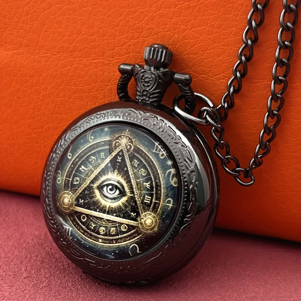 Vintage Exquisite Gothic Eye Pattern Design Mini Pocket Watch, Precise Quartz Movement Watch,Great Clock Gift for Male Female