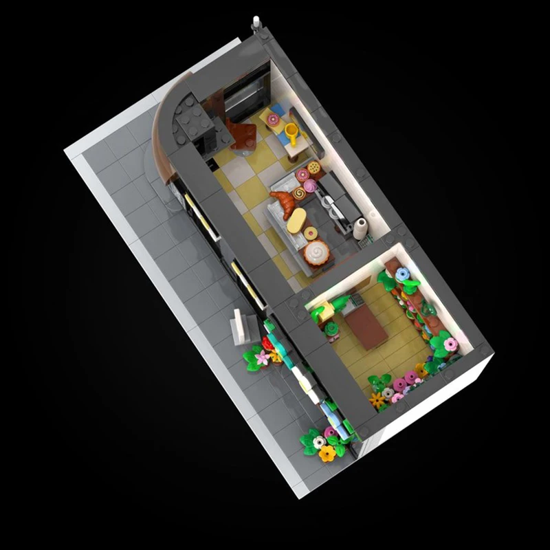 MOC Modular Street Building Panetteria e negozio di fiori Modello Assemblaggio fai-da-te Building Block Toy Regalo di compleanno per bambini