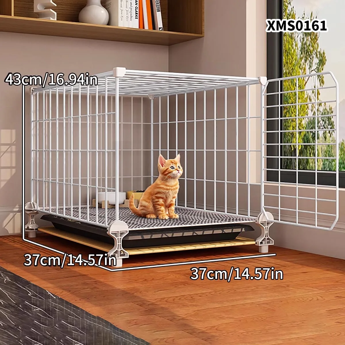 قفص قطط داخلي منزلي مكون من طابقين، مرحاض مساحة مجانية، متكامل غير مشغل، عش القطط، منزل قطط من الحديد المطاوع #2