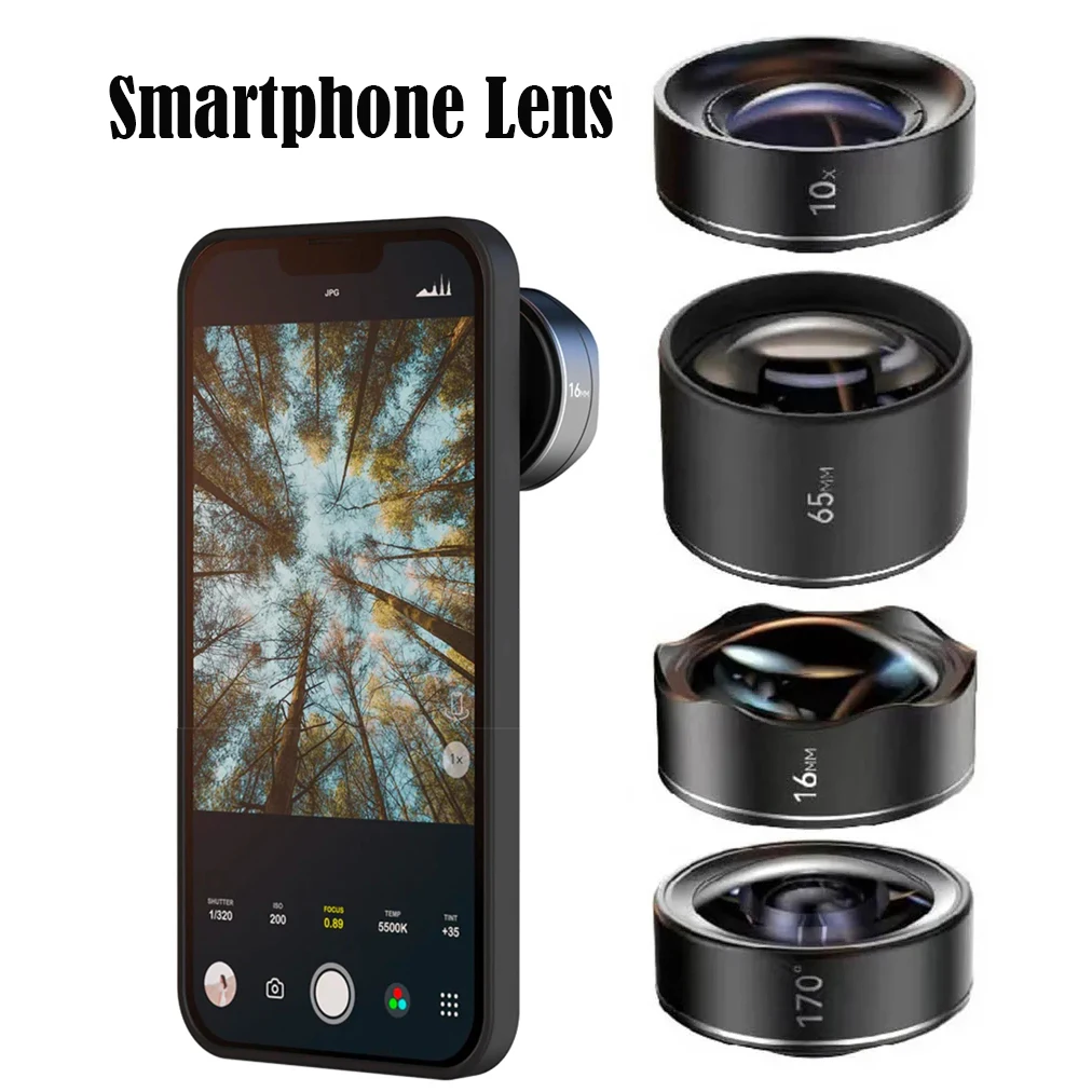 Smartphone Lens 10x Macro 65mm Portrait 170° Fisheye 16mm Ultra-Wide Angle Lens For Cell phone IPhone 15 14 13 X Pro Max Samsung