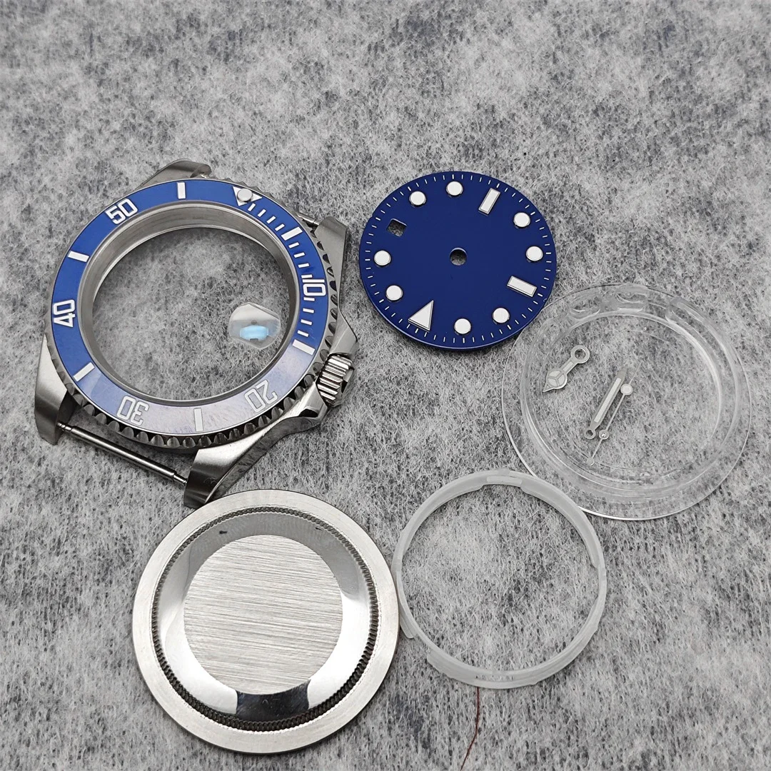 40MM Steel Watch Case Set SUB Case Sapphire Crystal for MingZhu 2813/ 8215 Movement with Watch Hands/Dial/Movement Fixing Ring