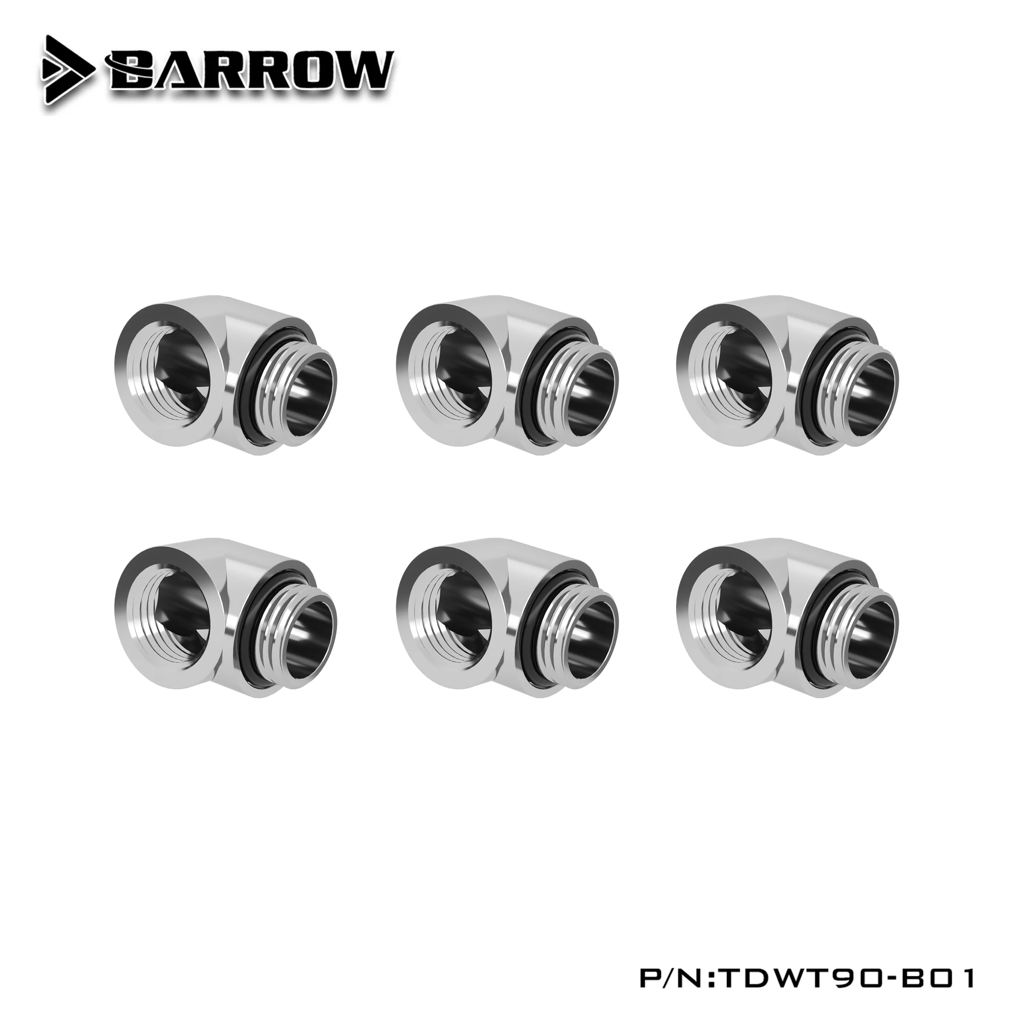 Barrow 4pcs/6pcs G1/4 90 Degree Fittings Elbow,Water Cooling Adaptor,Watercooling Build Fittings Black White Silver TDWT90-B01