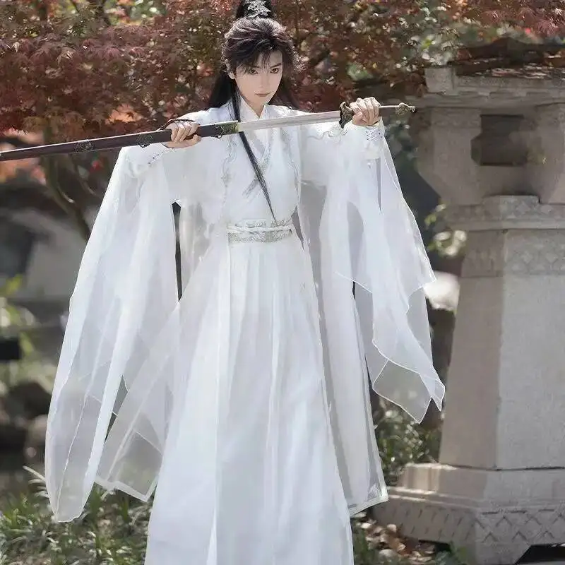 

White Hanfu Sets For Women Hanfu Men Chinese Traditional Embroidered Hanfu Male Halloween Carnival Cosplay Costume Party Outfit