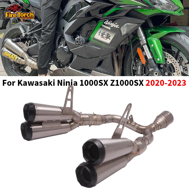 

Titanium Alloy For Kawasaki Ninja 1000SX Z1000SX 2020 2021 2022 2023 Motorcycle Double Exhaust Escape Muffler Modified link Pipe