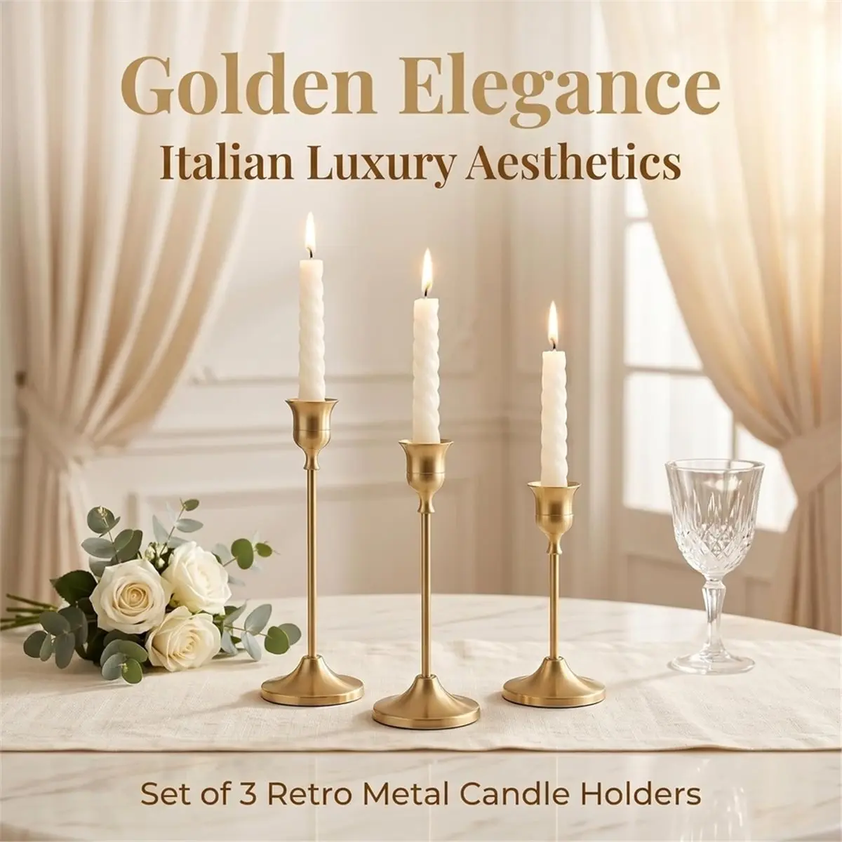 12 Pcs Gold Candlestick Holders, Vintage Metal Candle Holders Taper Candle Stands,for Wedding Tables Centerpieces Decor - view 2