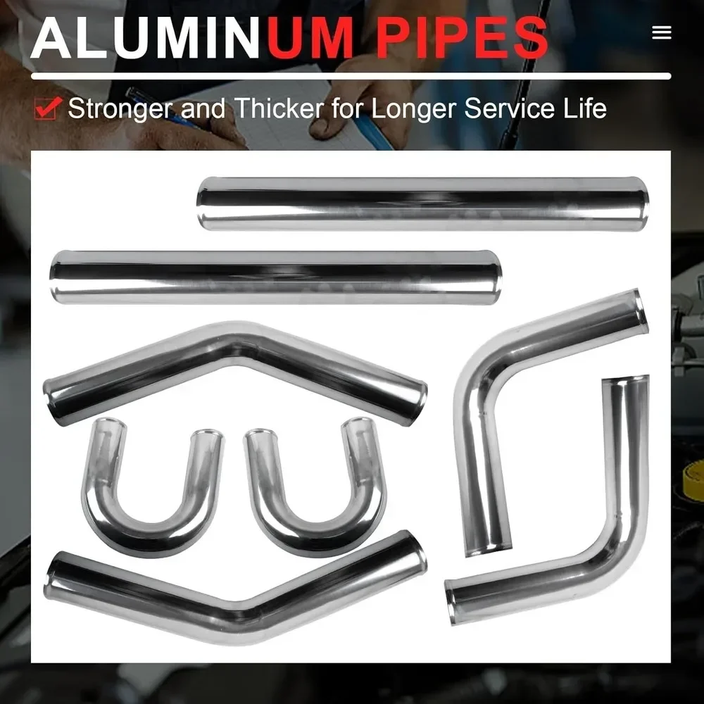 2,5 Zoll Turbo Ladeluftkühler Rohr Aluminium mit U-Rohr Silikonkupplung Klemmsatz EGR-1047