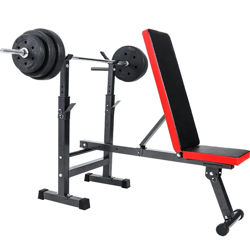 Foldable Power Rack Bench Press Machine All-in-One Gym Equipment With Weight Storage Adjustable Home Strength Cage