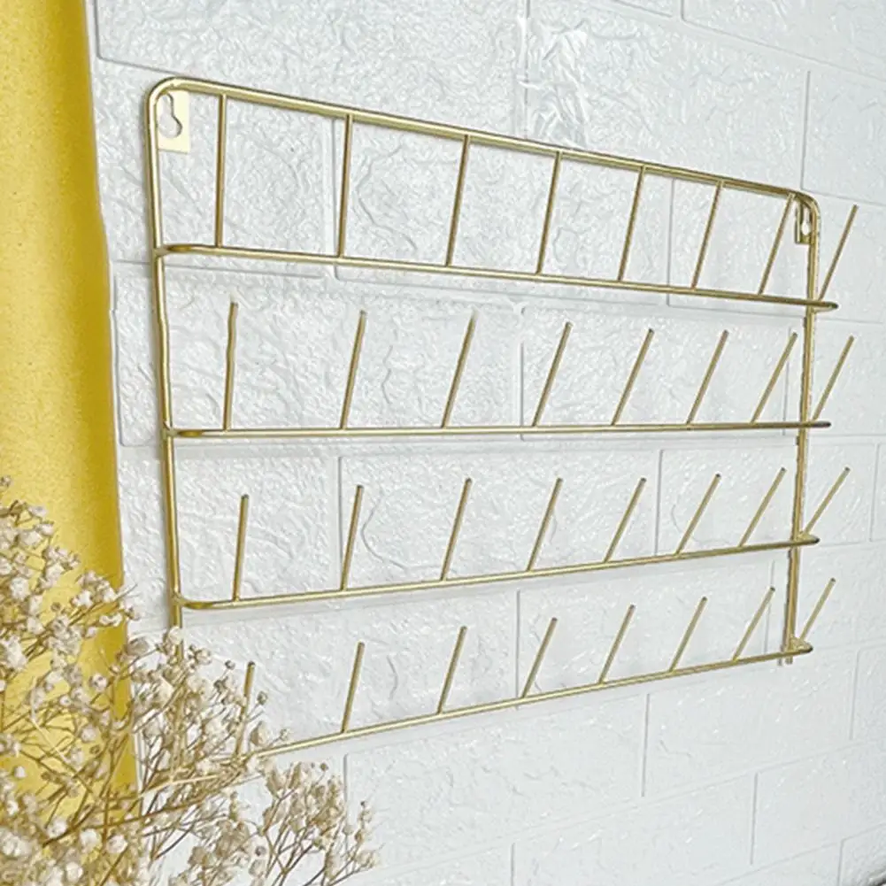 Thread Spool Rack Wall Storage Holder Rustproof Corrosion Resistant Wall Mount Thread Spool Holder Earrings Necklaces Organizer