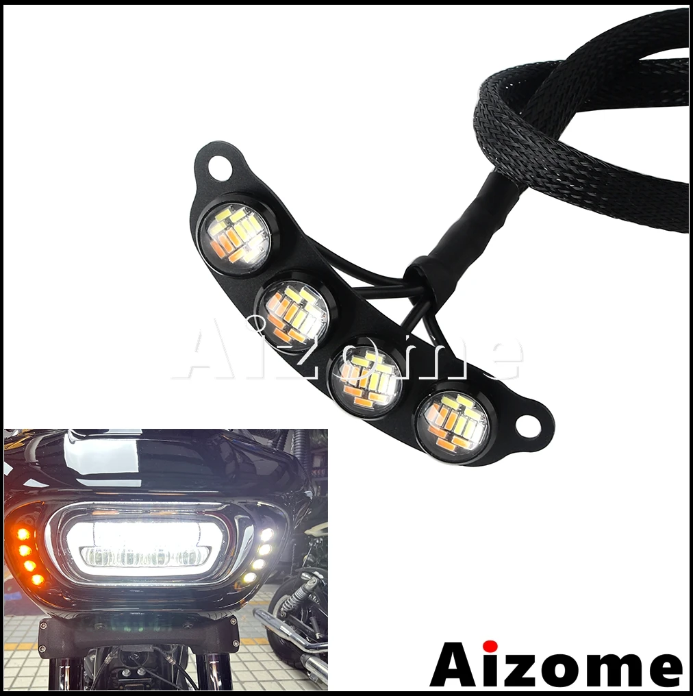 

FXFBS FXFB White Daytime Running Light LED Motorcycle Amber Turn Signals Front Light For Harley Softail Fat Bob fxfbs fxfb 18-24