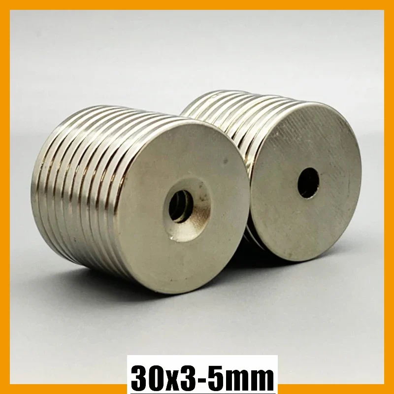 30x3-5 30x5-5mm 1/2/5/10/20/50pcs N35 Round Super Powerful Strong Neodymium Magnet 30*3 30*5 Hole 5mm Permanent Magnetic Imanes