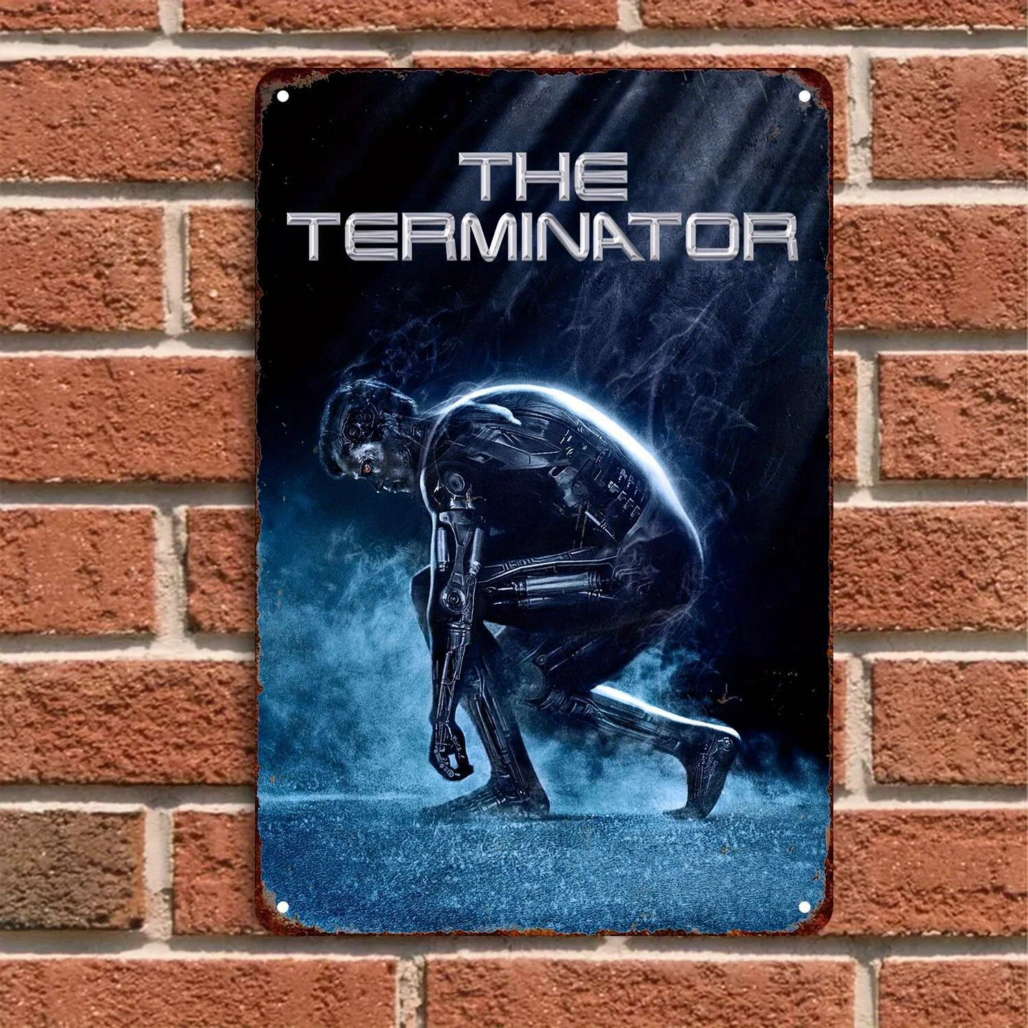 Vintage Terminator  Metal Tin Sign - Classic Movie Art Wall Decor, Frameless Iron Wall Hanging for Home, Bar, Kitchen, Club, Pu