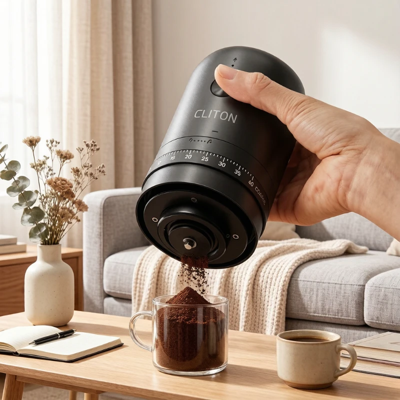 Unisex Wireless Portable Coffee Grinder Electric, Small Automatic Burr Mill Handheld Detachable Long Battery Life Home Travel