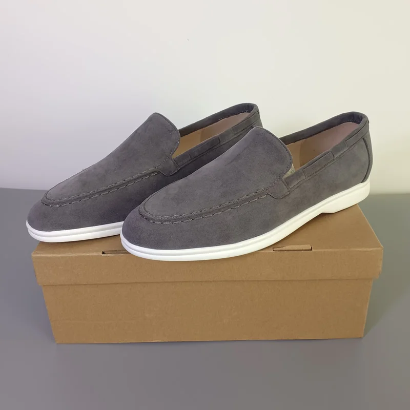 عالية الجودة الكلاسيكية العلامة التجارية الجلد المدبوغ أحذية جلدية بدون كعب الرجال حذاء كاجوال فاخر رجالي تنفس الانزلاق على أحذية قيادة الأخفاف