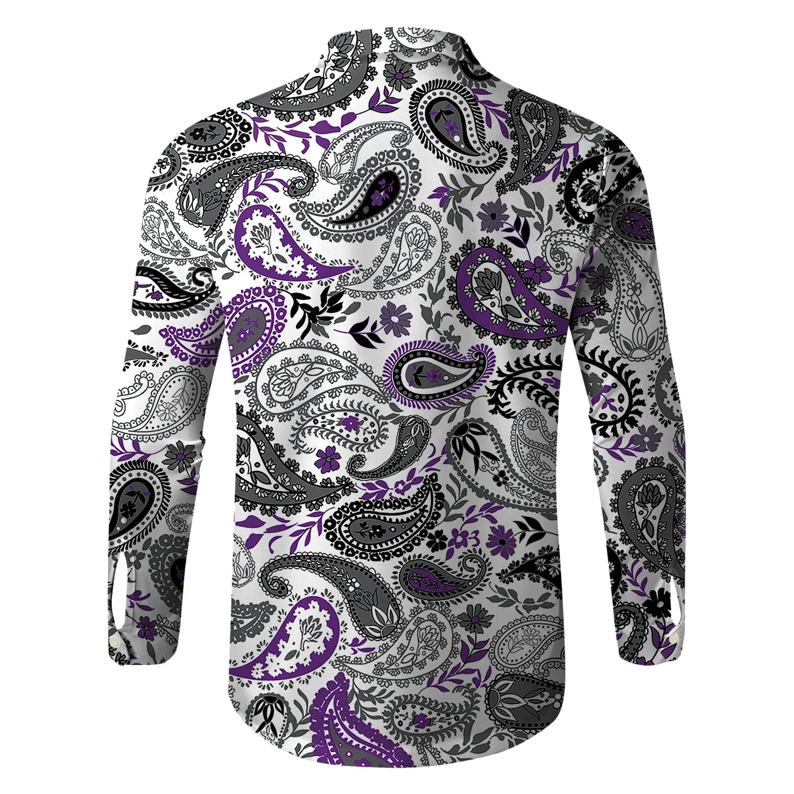 Ethnic Shirts Men Long Sleeve Autumn Winter Fashion Paisley Flower Printed Top Vintage 3d Digital Print Streetwear Shirts Camisa