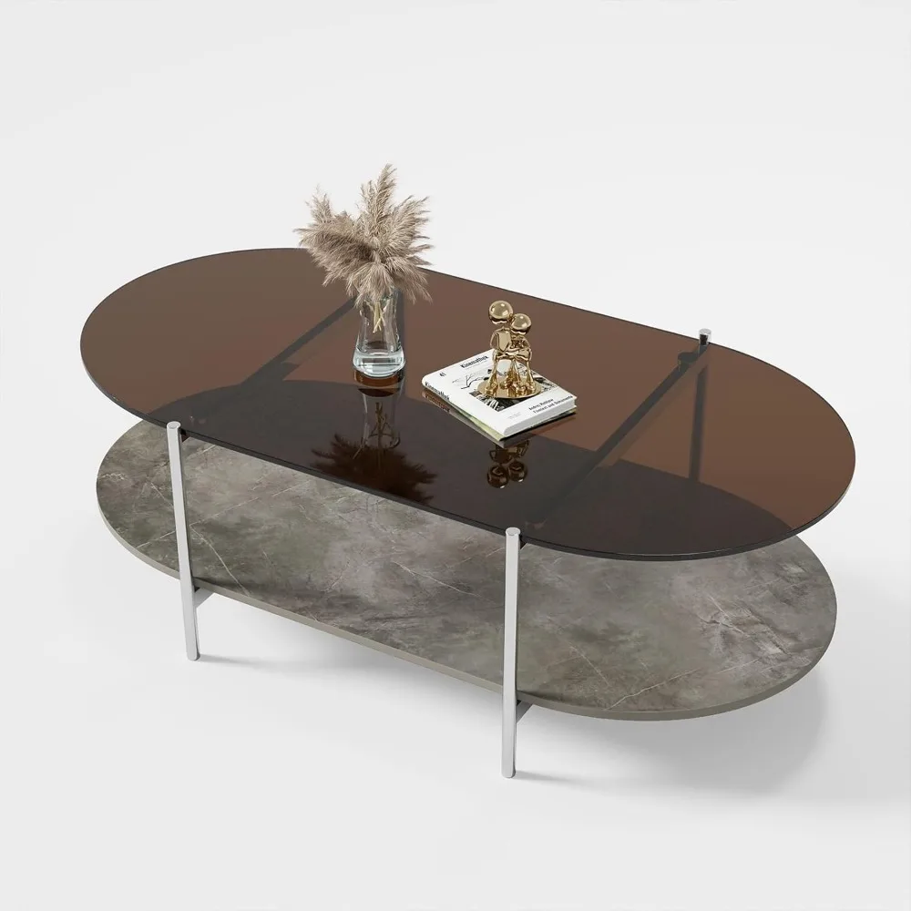 2-Tier Modern Side Table with Storage Space, Center Table for Home, Office, Living Room