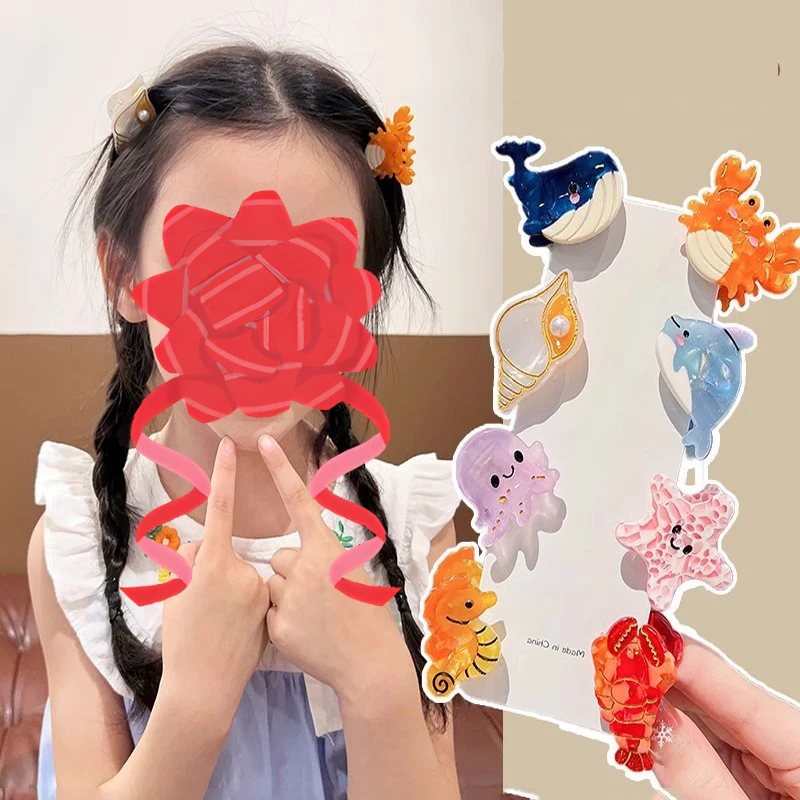 

6pc Korean New High-grade Small Marine Organism Acetate Hair Claws Clips Grip for Girls Women Hair Accessories