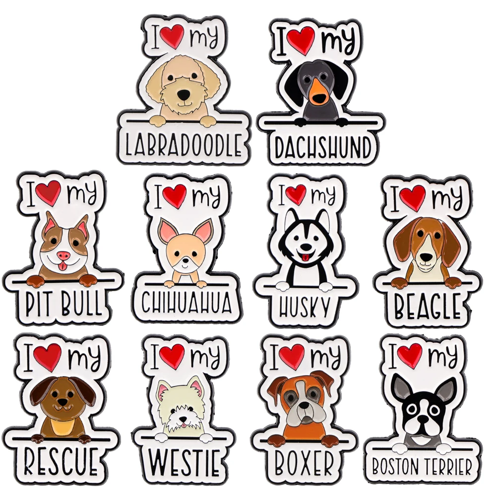 Cute Pet Dog Enamel Pin Badges Brooches for Women Men Lapel Pins for Backpacks Fashion Jewelry Accessories Gifts