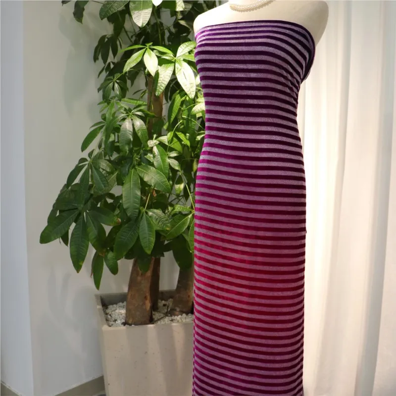 실크 밝은 줄무늬 그라데이션 벨벳 직조 조젯 원단 나이트드레스 및 이브닝 드레스용