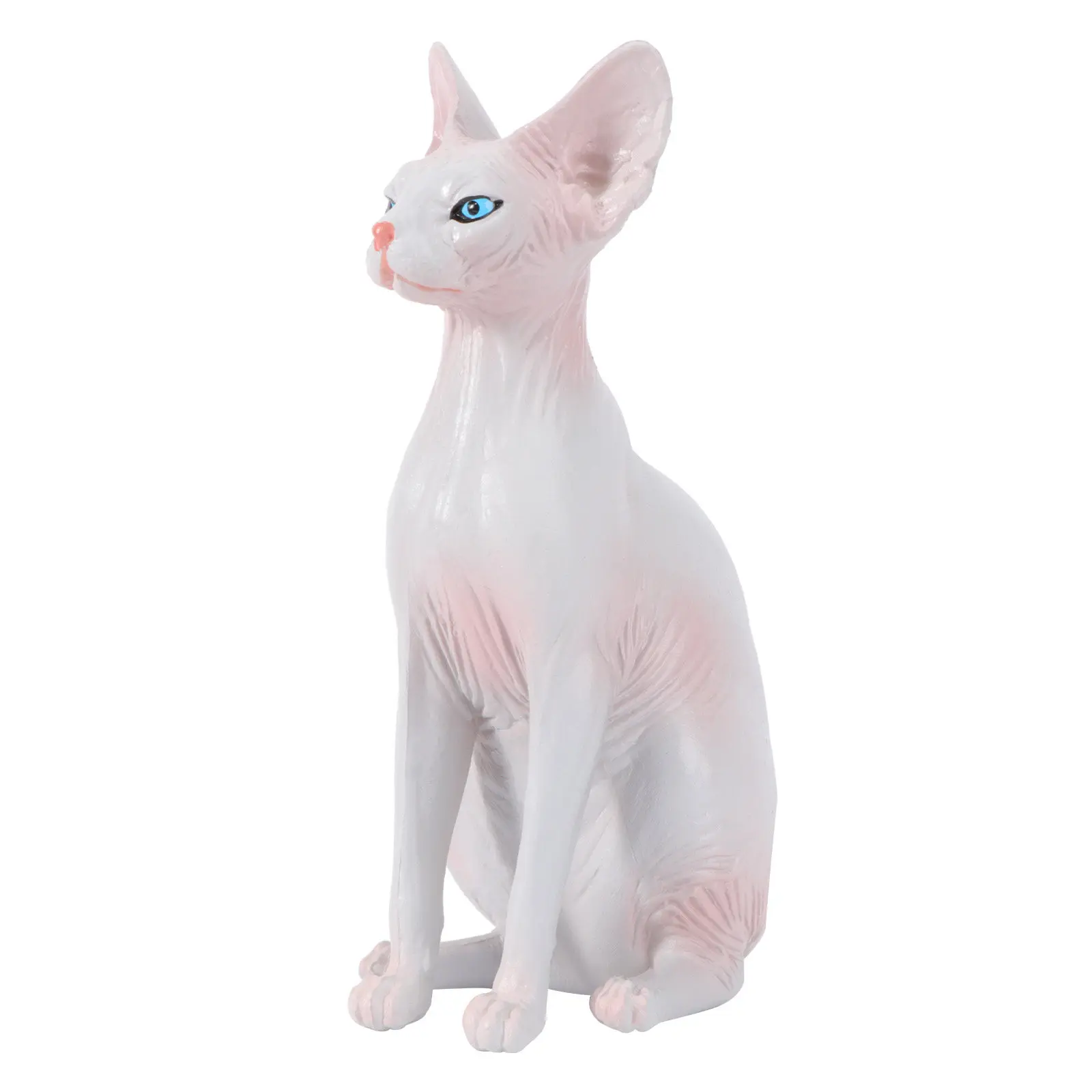 1Pcs Premium Plastic Hairless Cat Decoration Vivid Realistic Static Solid Animal Ornament for Home Office Desk Dormitory Gift