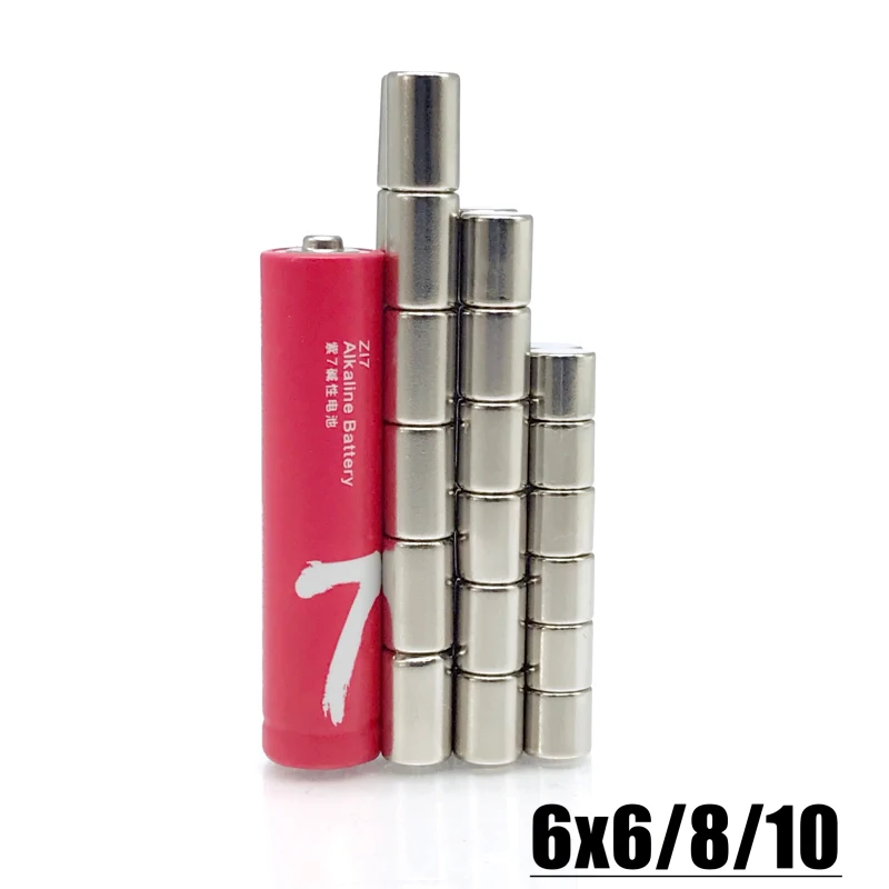 20-500pcs 6x6mm 6x8mm 6x10mm Dia 6mm Round Shape Strong N35 Neodymium 6*6mm 6*8mm 6*10mm Magnetic Magnet Imanes Fridge Magnets