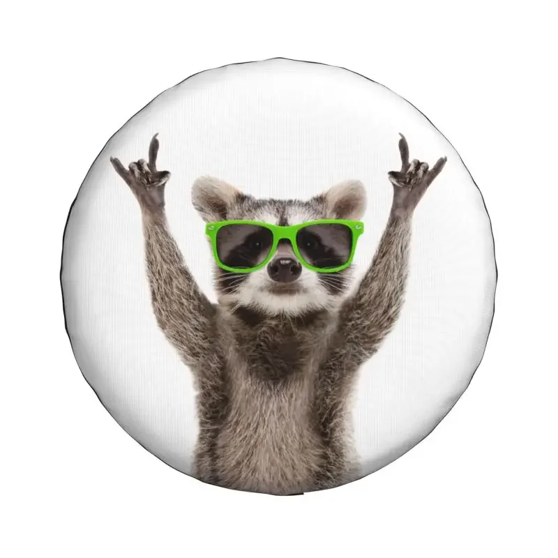 Funny Raccoon Spare Opathy Cover, Lunettes de soleil vertes, Grand Watches SUV, Camper Animals, Car Wheel Protector Covers, 14 