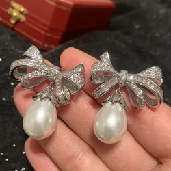 Bilincolor Purple Knot Pearl Earrings For Jewelry Gift