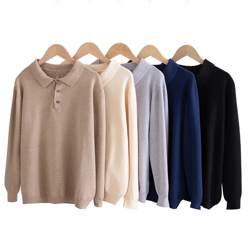 YSC 2023 Classic style Men Knitted wool blend sweater POLO collar Long sleeved Loose warm and soft high-quality Pullover