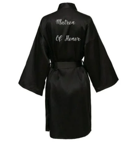 Satin Silk Robe Bride Robe Women Wedding Robe Bridesmaid Robes Dressing Bridal Robes Black