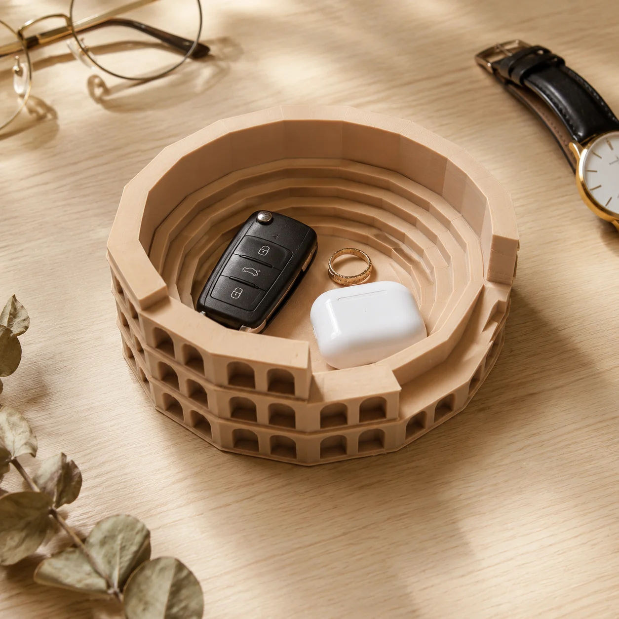Rome Colosseum Shaped Desktop Storage Box, Creative Decorative Tabletop Organizer for Small Ornaments