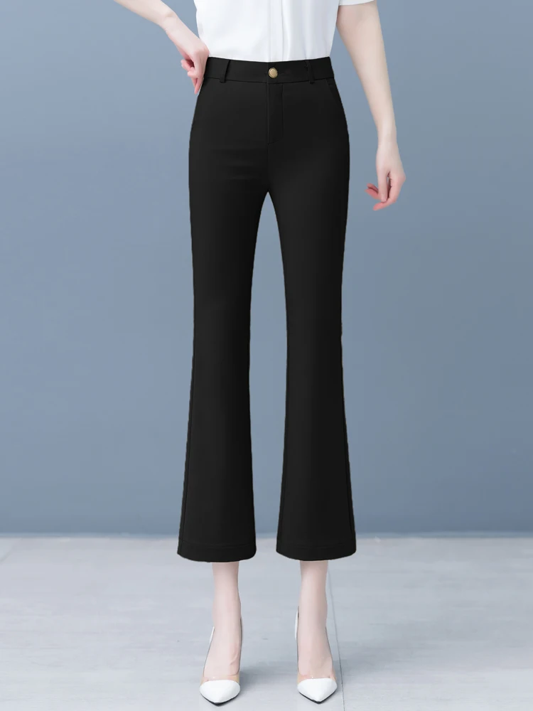 Slimming High Waist Bell Bottom Pants Women's Summer Thin New Style 2026 Korean Version Modal Fabric Casual Wide Leg Trousers