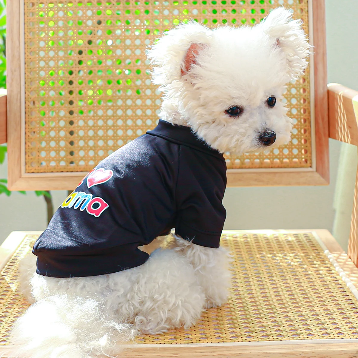 1PC Pet Clothing Dog Spring/Summer Breathable White Black I Love Mom Pullover Comfortable T-shirt For Small Medium Dogs