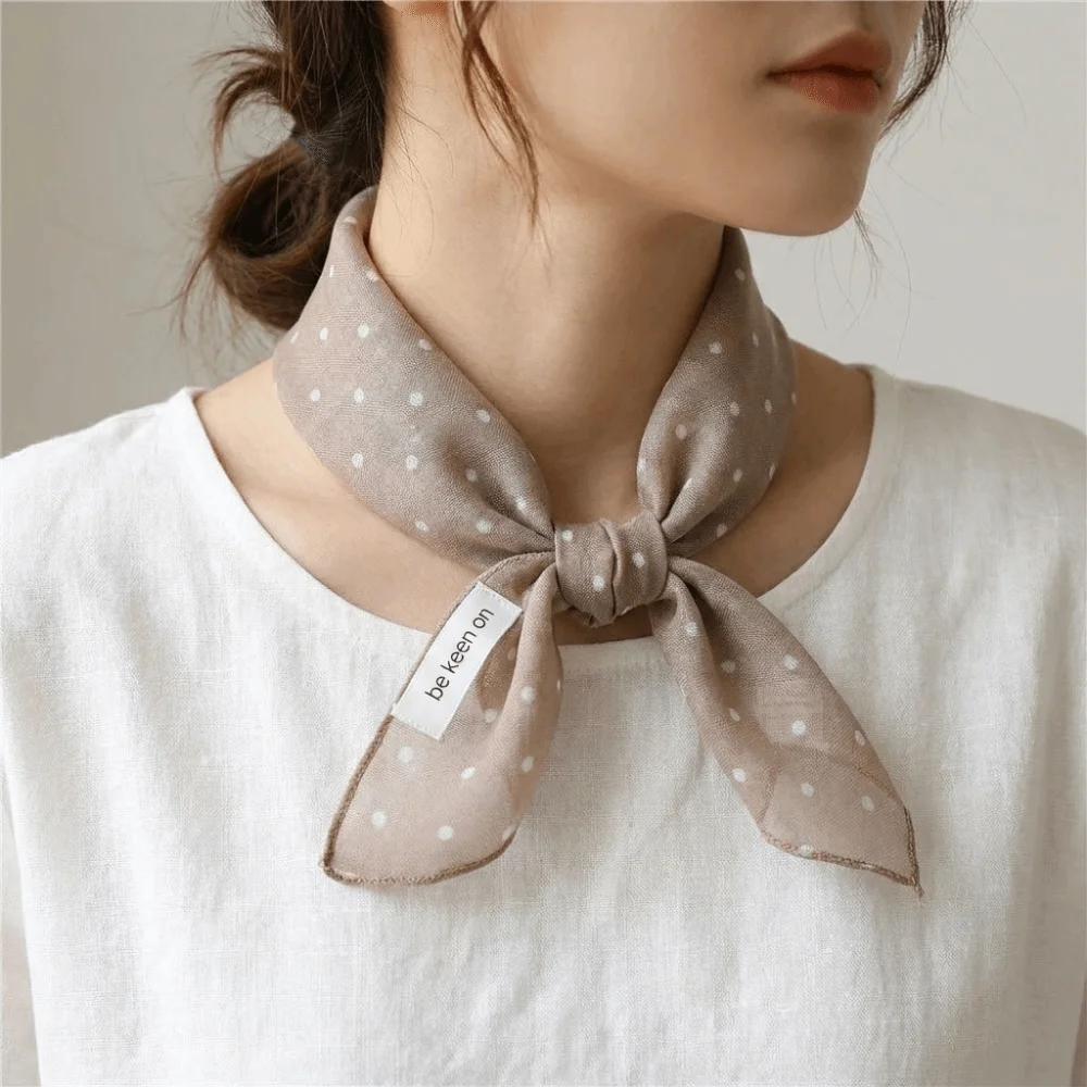 Decorative Lightweight Polka Dot Headscarf Multi Color Breathable Square Scarf Soft Headwrap Bandana Summer