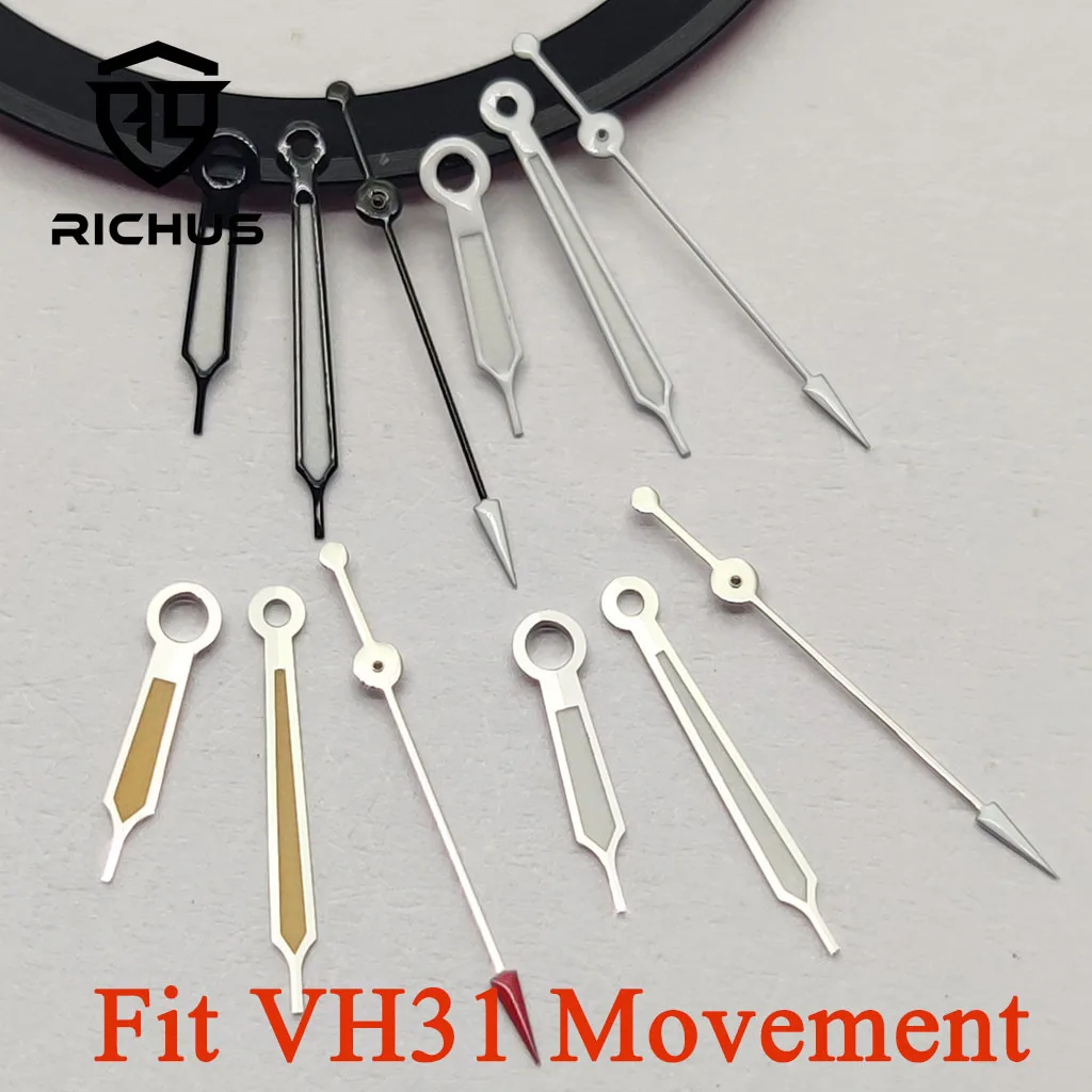 RICHUS VH31 Uhrzeiger Silber/Schwarz/Weiß/Silbergelb Uhrzeiger Grün Leuchtend Passend für VH31 Quarzwerk