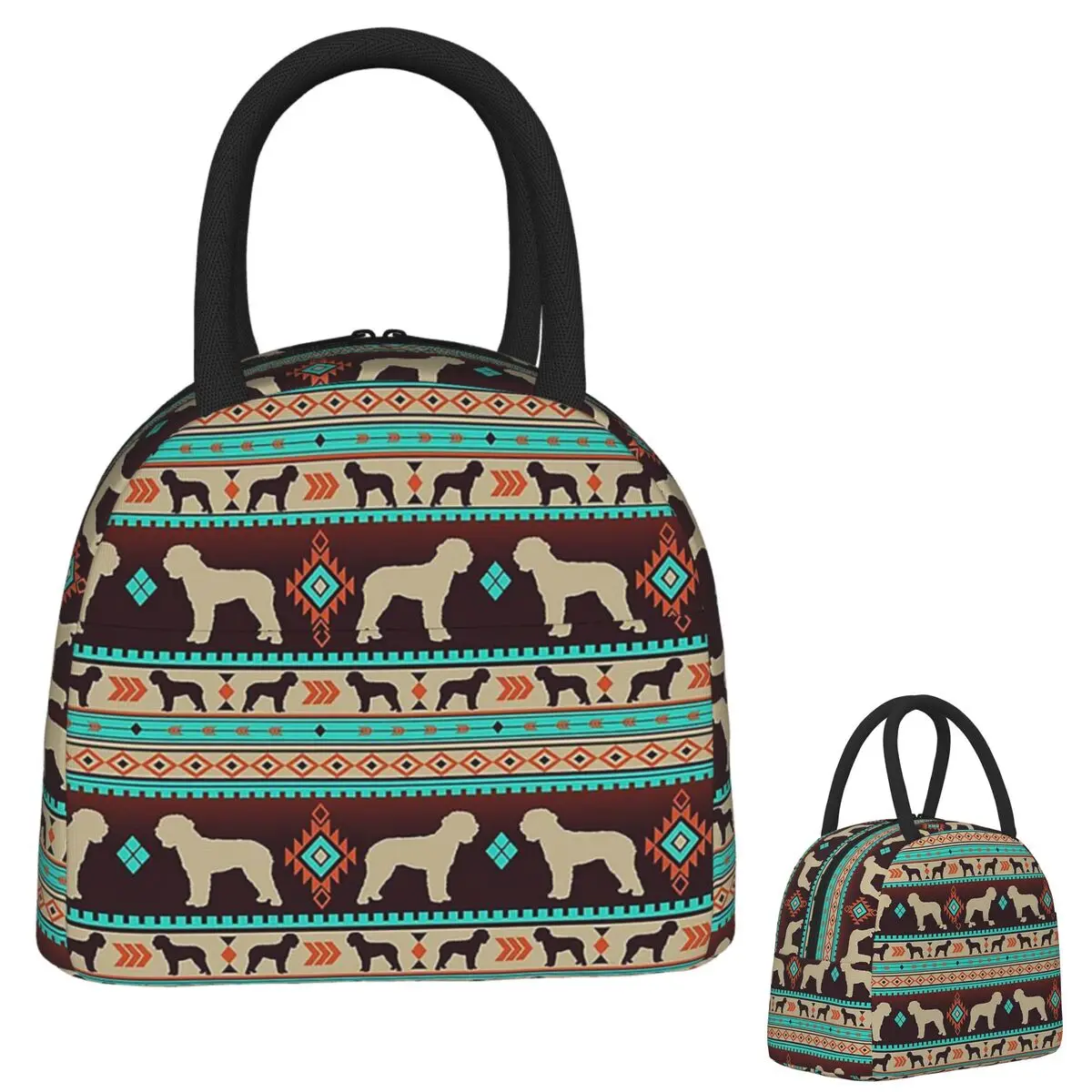 

Boho Dogs Lagotto Romagnolo Сумки для обеда на закате Изолированная коробка для бенто Портативная сумка для обеда Герметичные сумки для пикника Сумка-холодильник для женщин